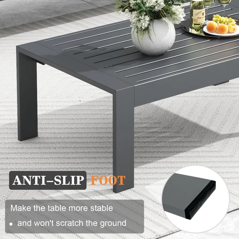 Modern Outdoor Aluminum Patio Sectional with Table