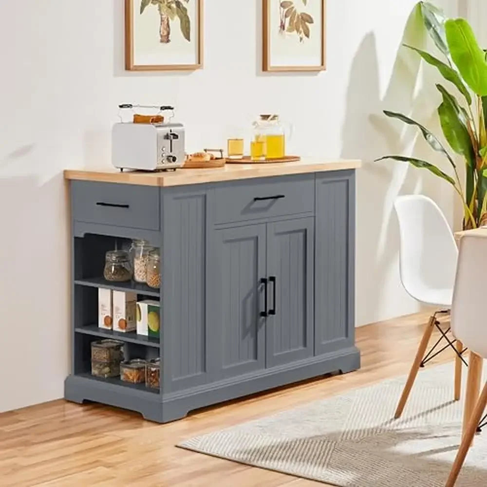 Kitchen Island Cart with Countertop and Storage