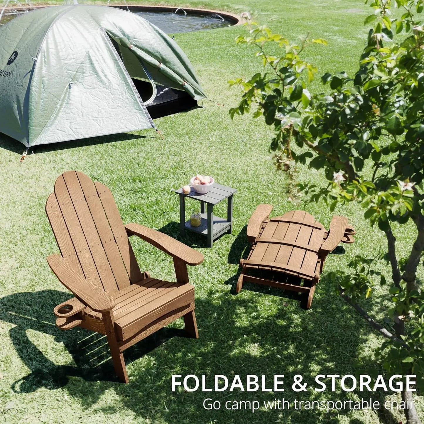 Set of 4, Weather Resistant Folding Adirondack Chairs