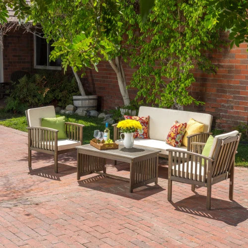 4-Piece Wooden Outdoor Sofa Set