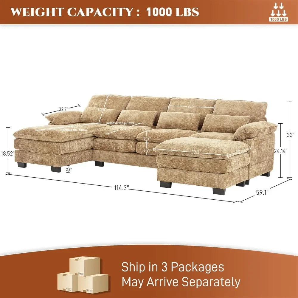 L-Shaped Sectional Sofa Comfy Couch