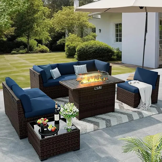 Outdoor Patio Furniture Set with Fire Pit Table