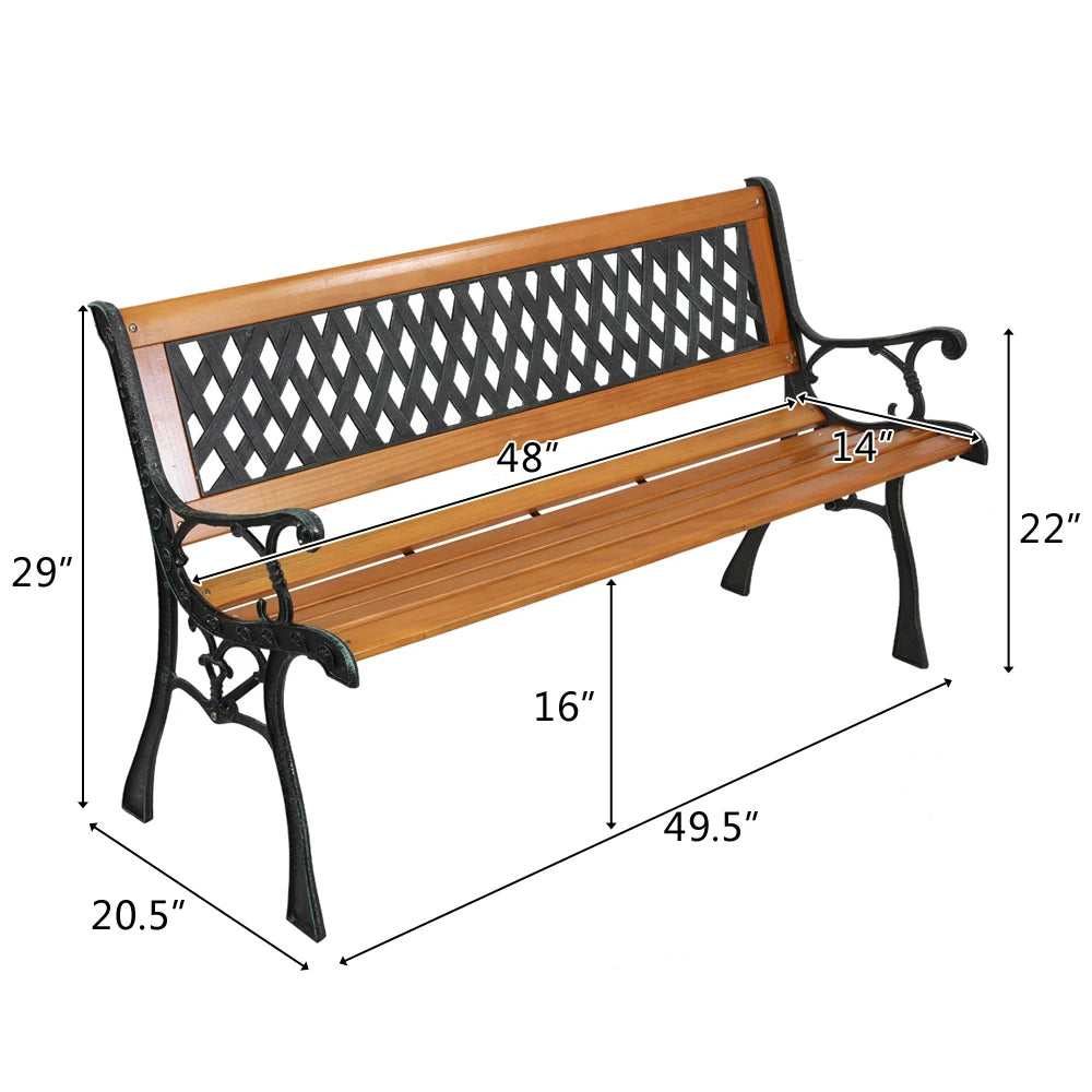 49" Garden Bench, Patio/Porch Cast Iron Love Seat