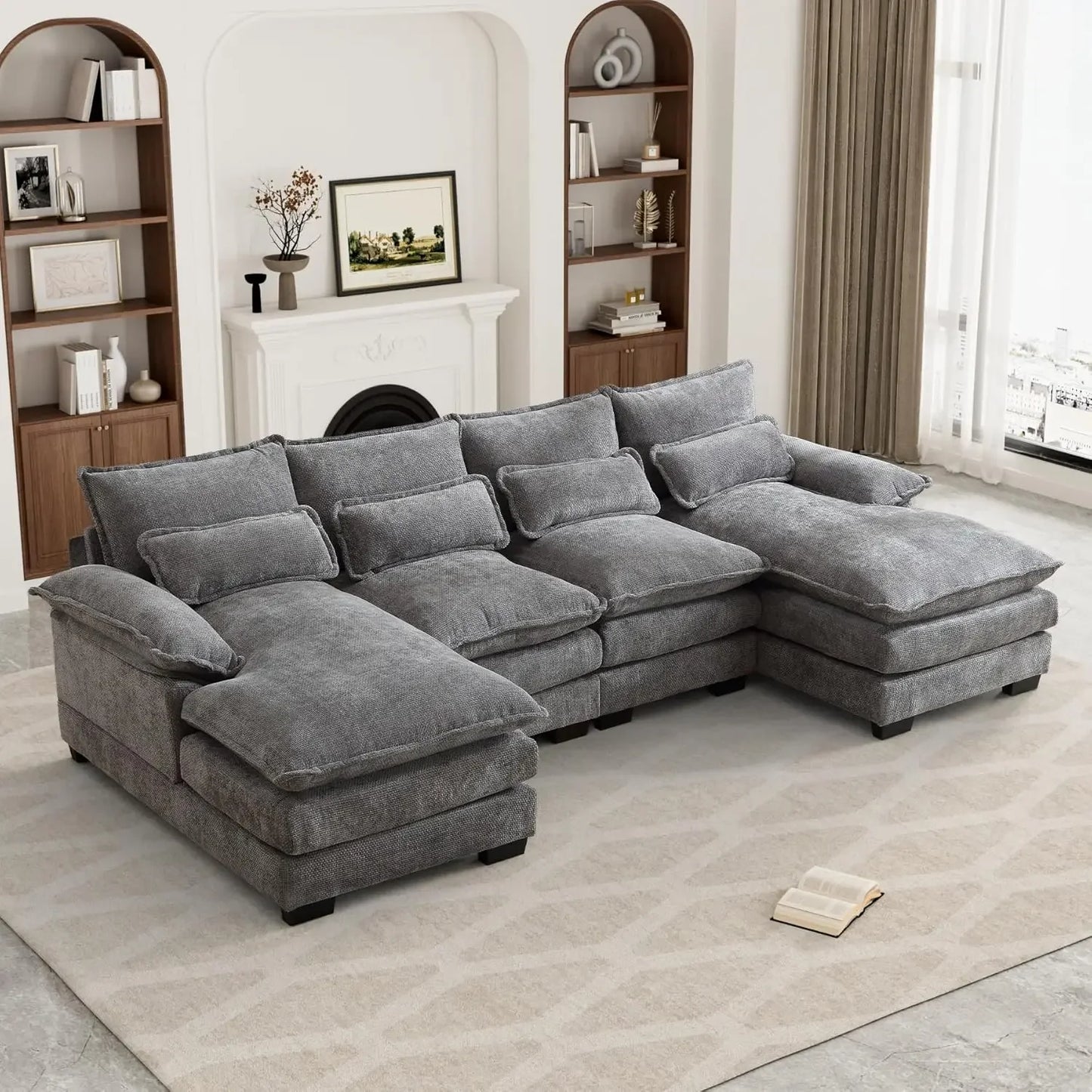 U-Shaped Modern Modular Sectional Couch With Sleeper Sofa