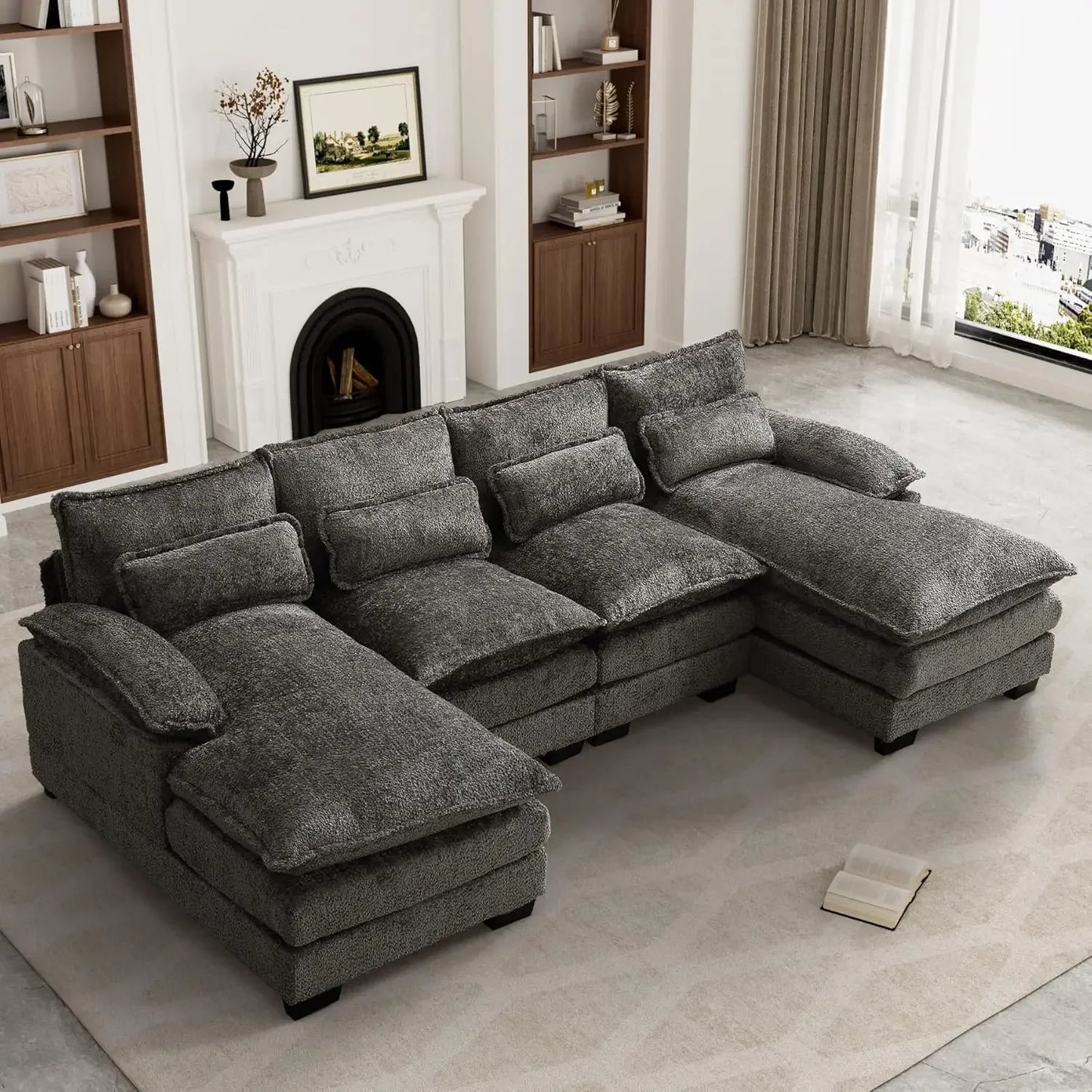 U-Shaped Modern Modular Sectional Couch With Sleeper Sofa