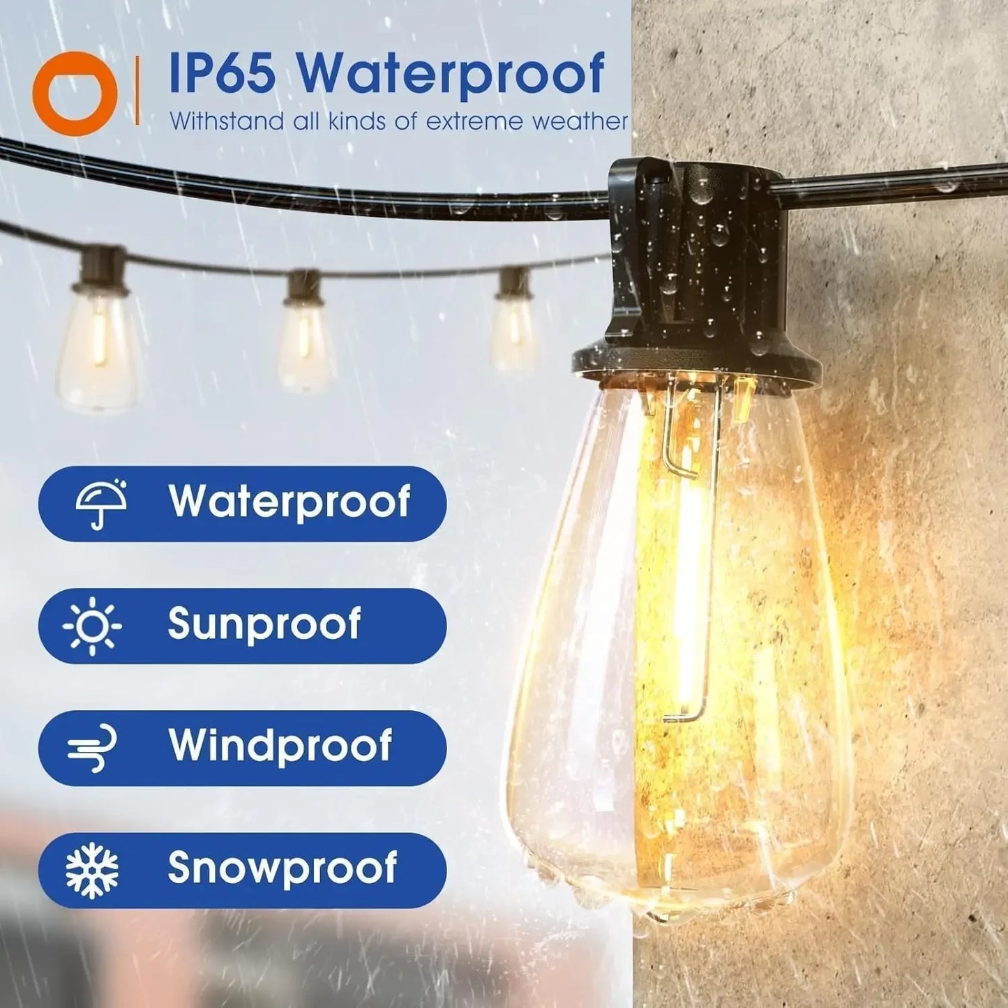 150FT LED String Waterproof Lights, Shatterproof Hanging Lights