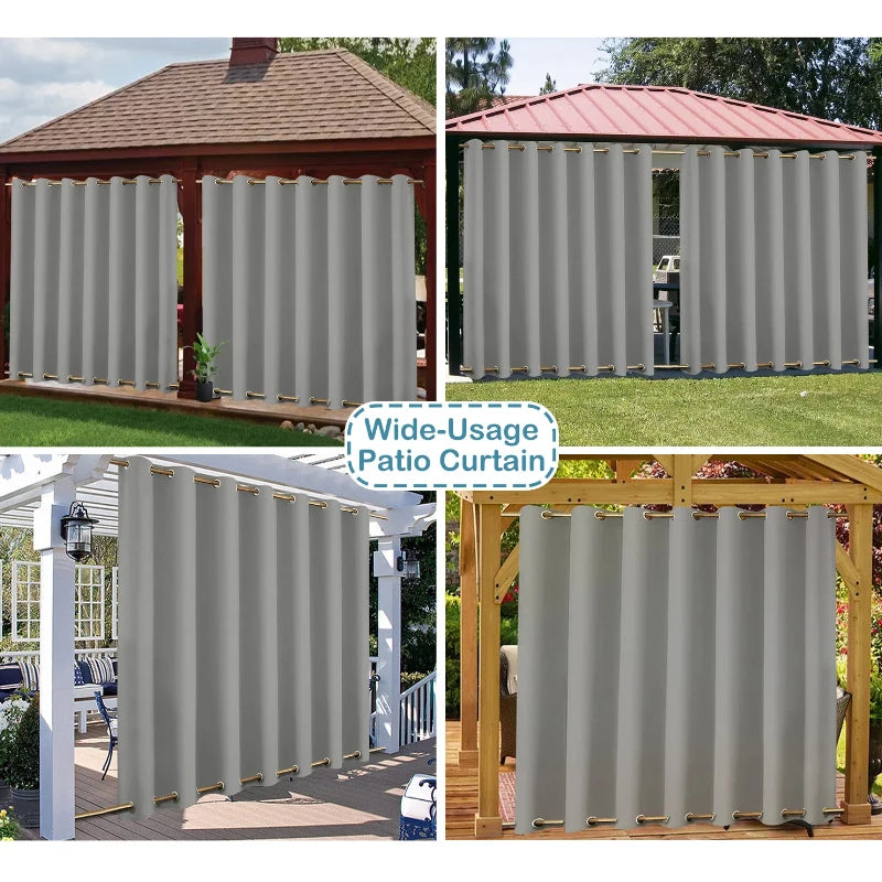 Outdoor Waterproof & Windproof Curtains with Top And Bottom Grommets