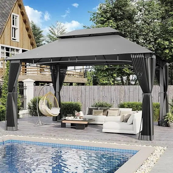 10' x 13' Outdoor Double Roof Metal Frame Gazebo