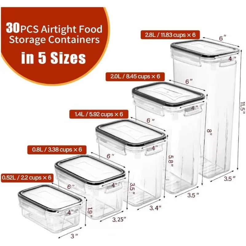 30 Pack Airtight Food Storage Canisters with Lids