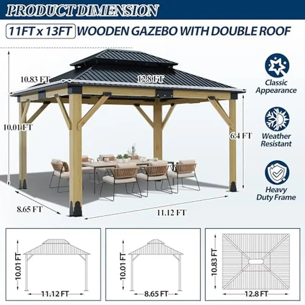 Outdoor Cedar Gazebo With Galvanized Steel Hardtop