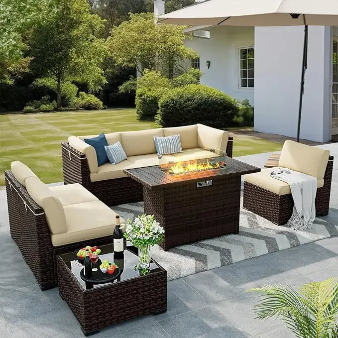 Outdoor Patio Furniture Set with Fire Pit Table
