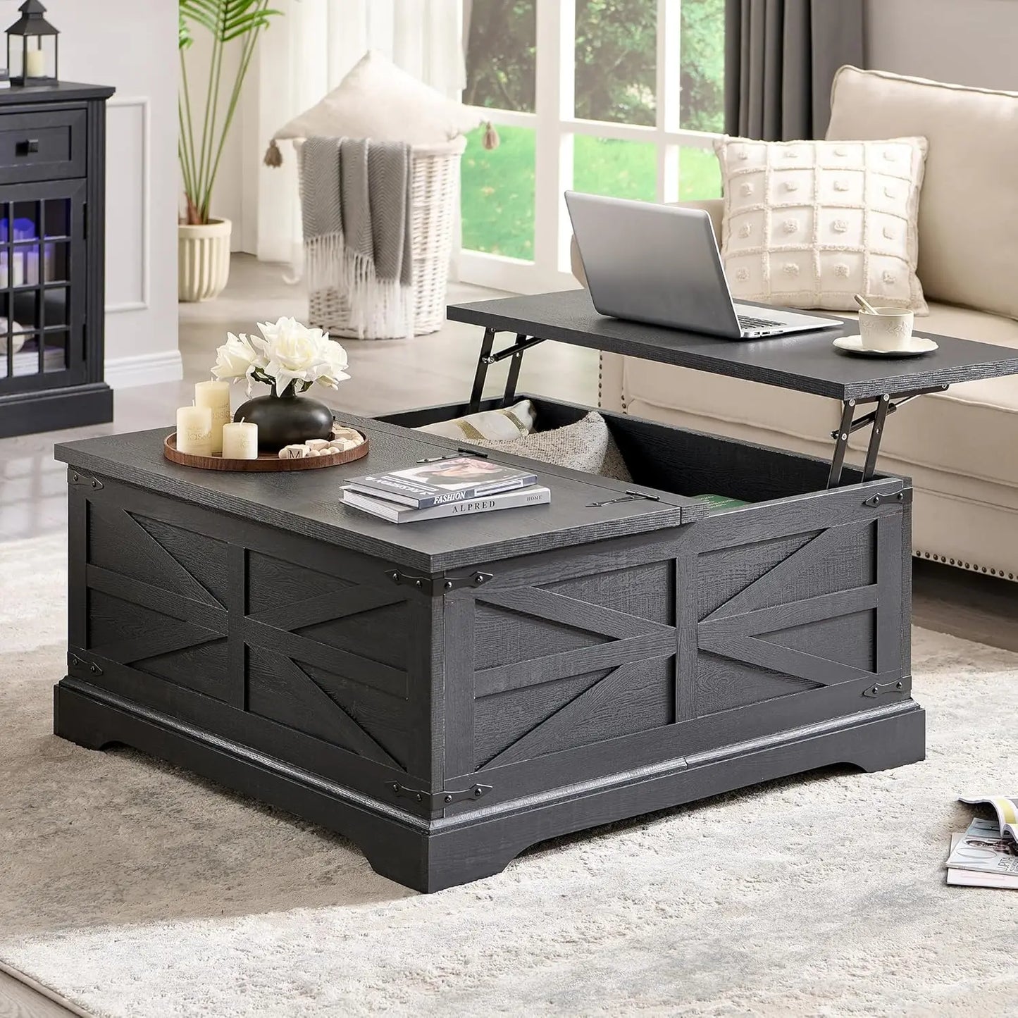 Farmhouse Lift Top Coffee Table with Storage