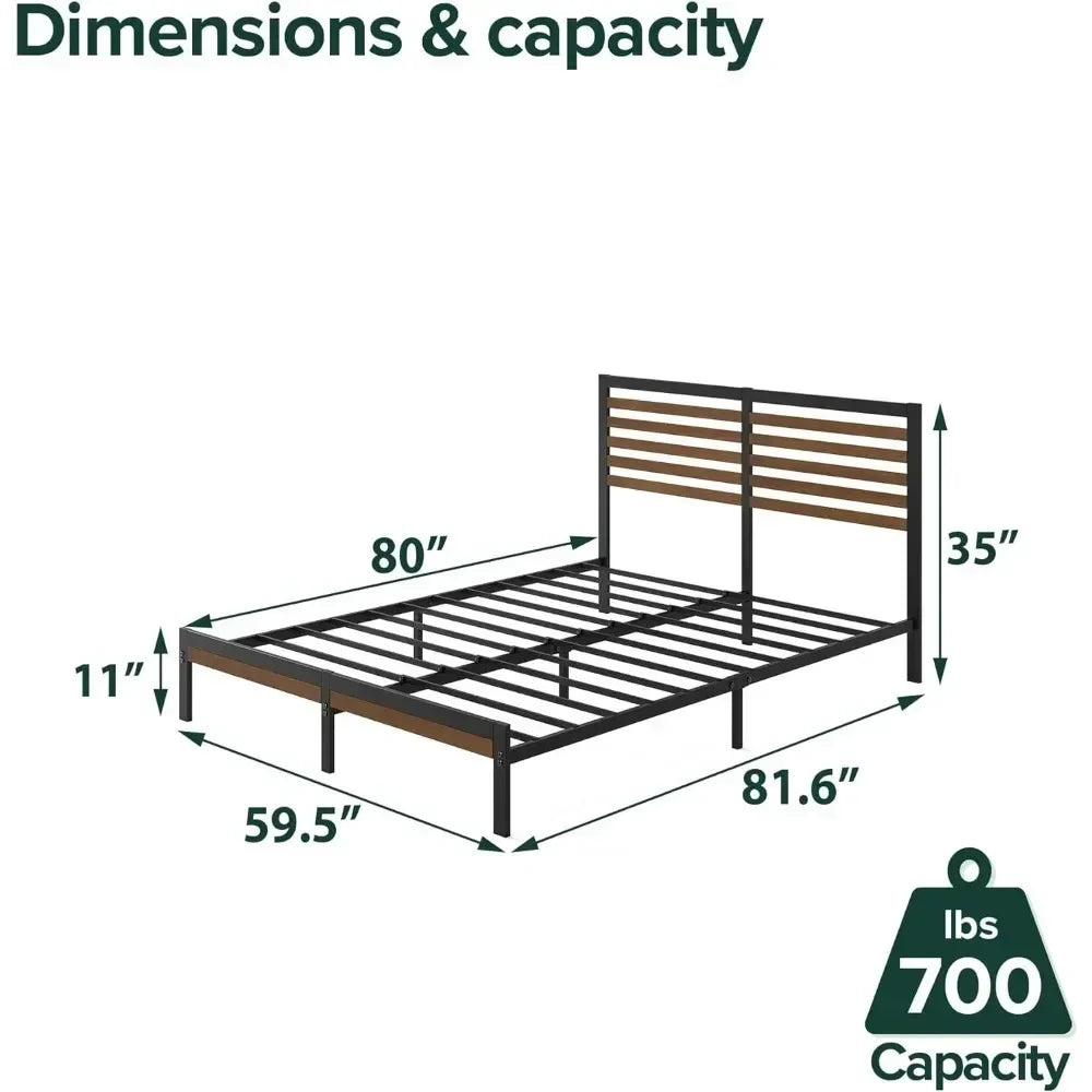 Bamboo Metal Bed Frame