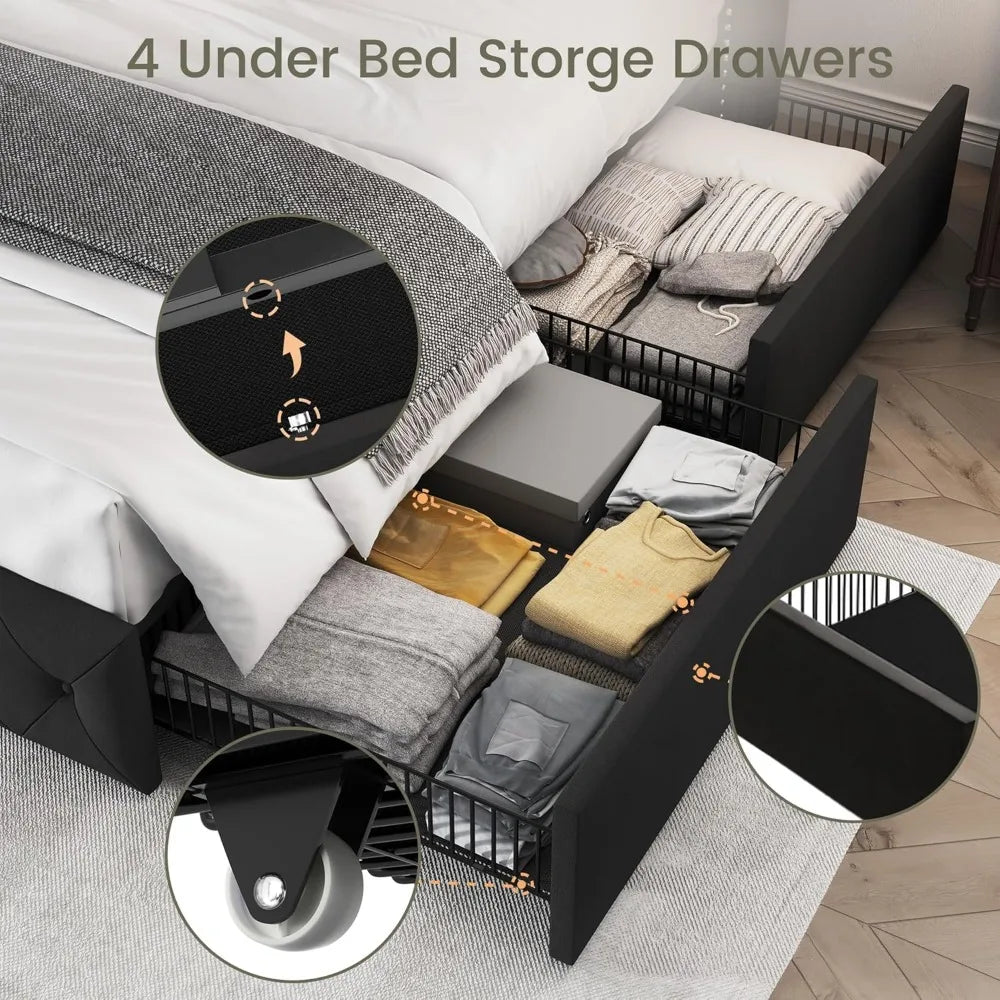 Tufted King Bed Frame