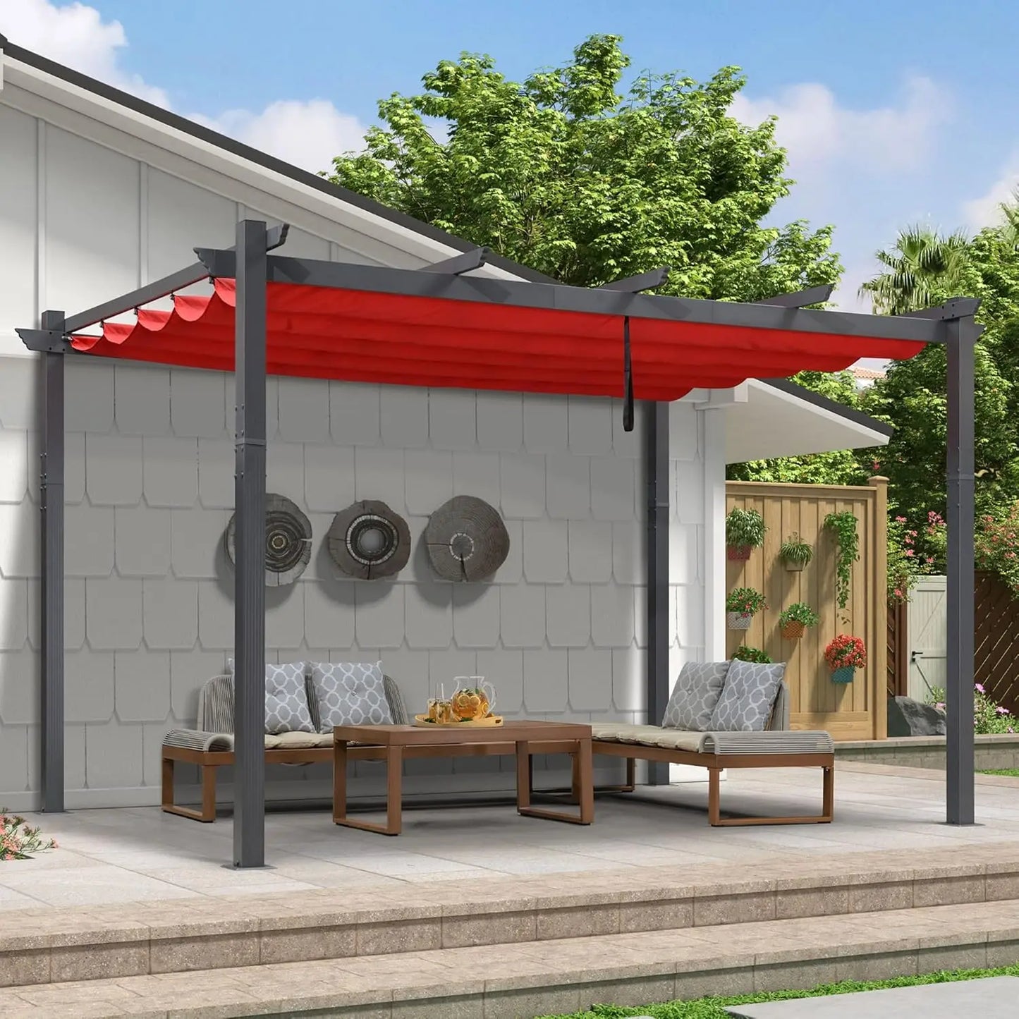 Outdoor Pergola with Retractable Canopy