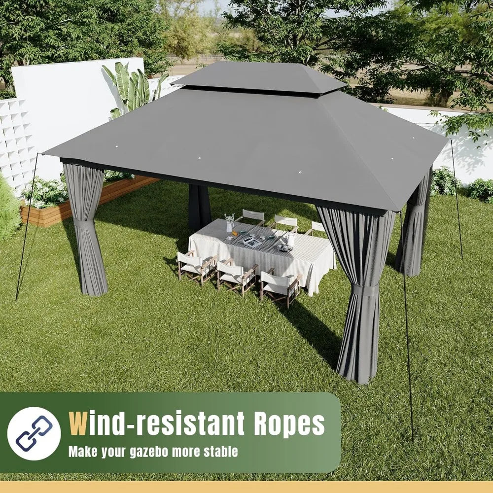 10' x 13' Outdoor Double Roof Metal Frame Gazebo