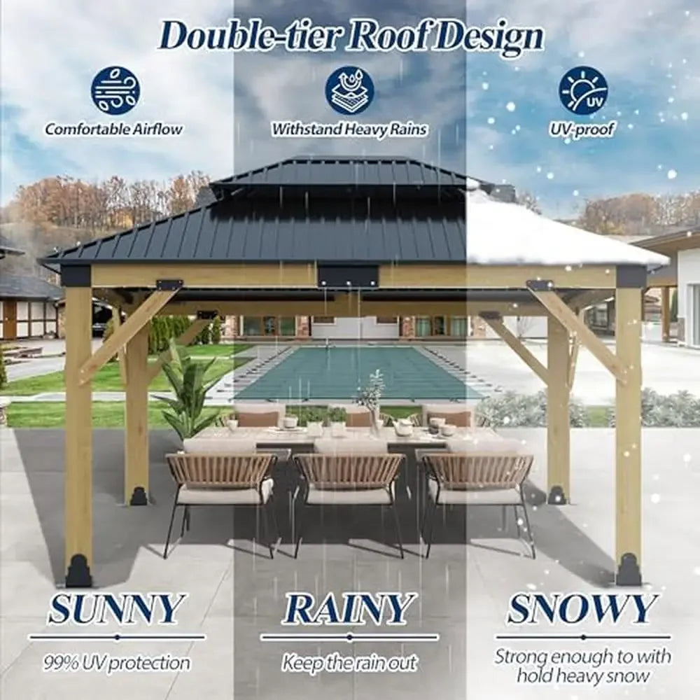 Outdoor Cedar Gazebo With Galvanized Steel Hardtop