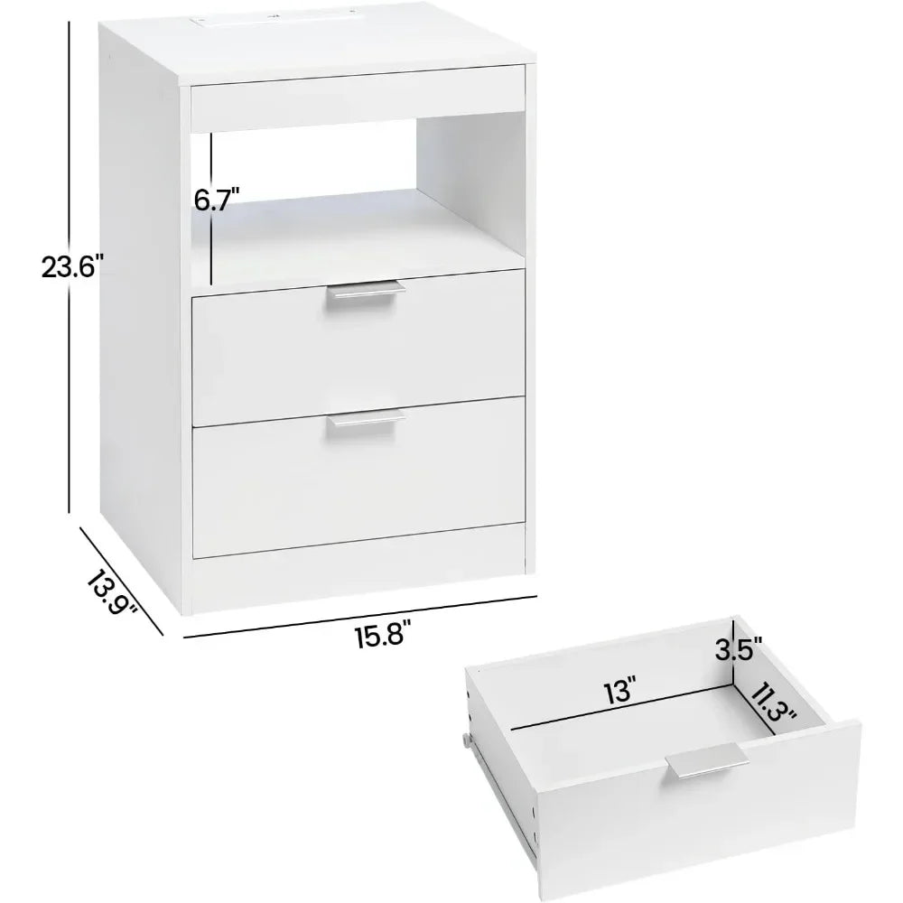 LED Nightstands with Wireless Charging Station