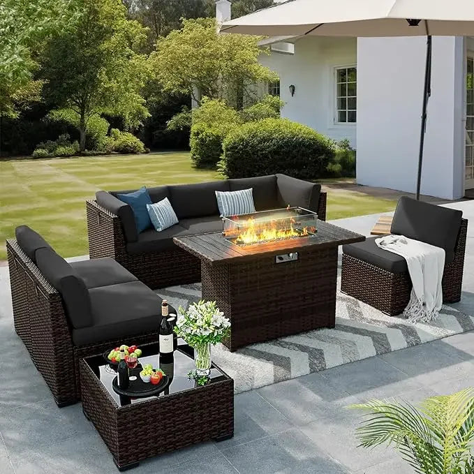 Outdoor Patio Furniture Set with Fire Pit Table