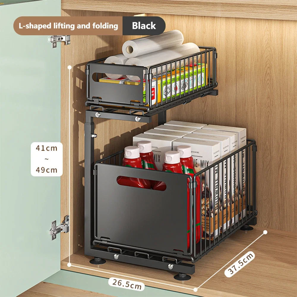 2 Tier Pull Out Spice Rack, Kitchen Cabinet Organizer
