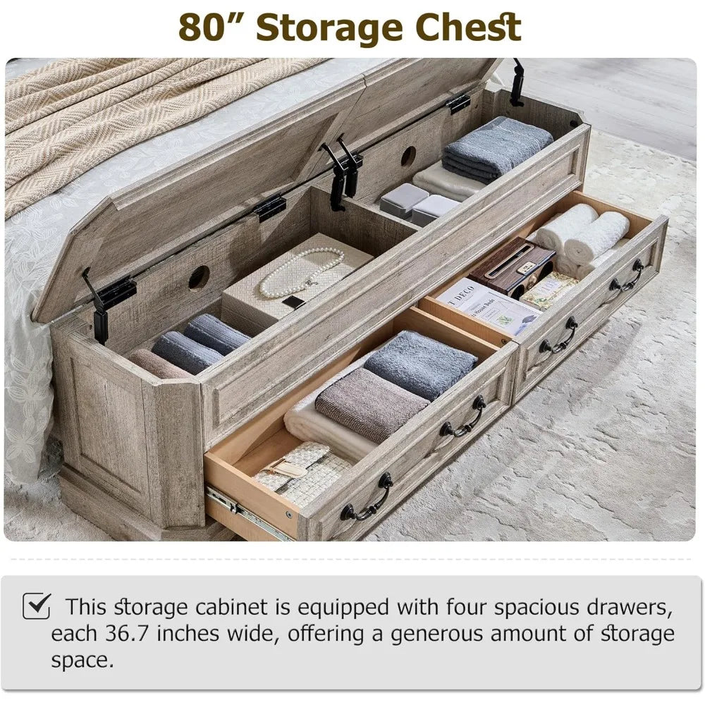 Farmhouse Bed Frame with Storage Bench