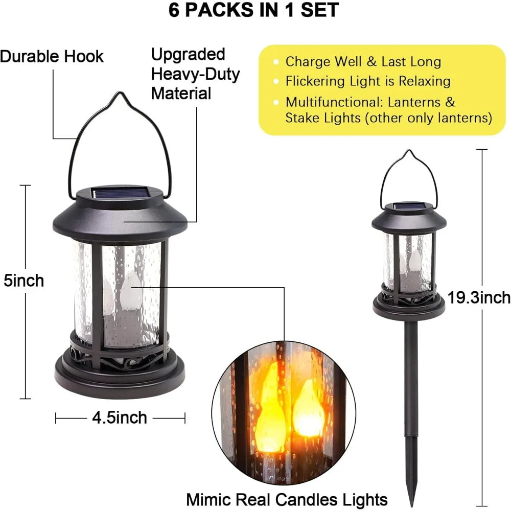 Outdoor Solar Light, Decorative Lantern, 6-Piece