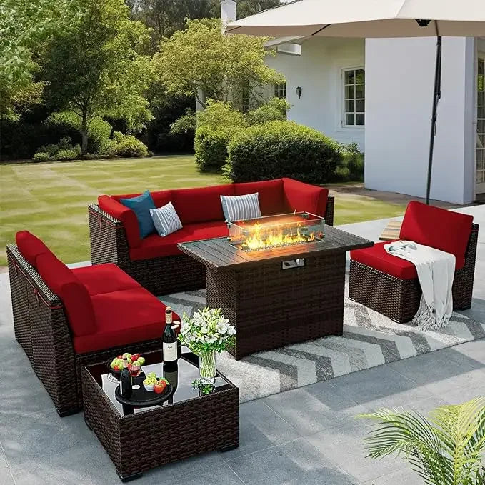 Outdoor Patio Furniture Set with Fire Pit Table