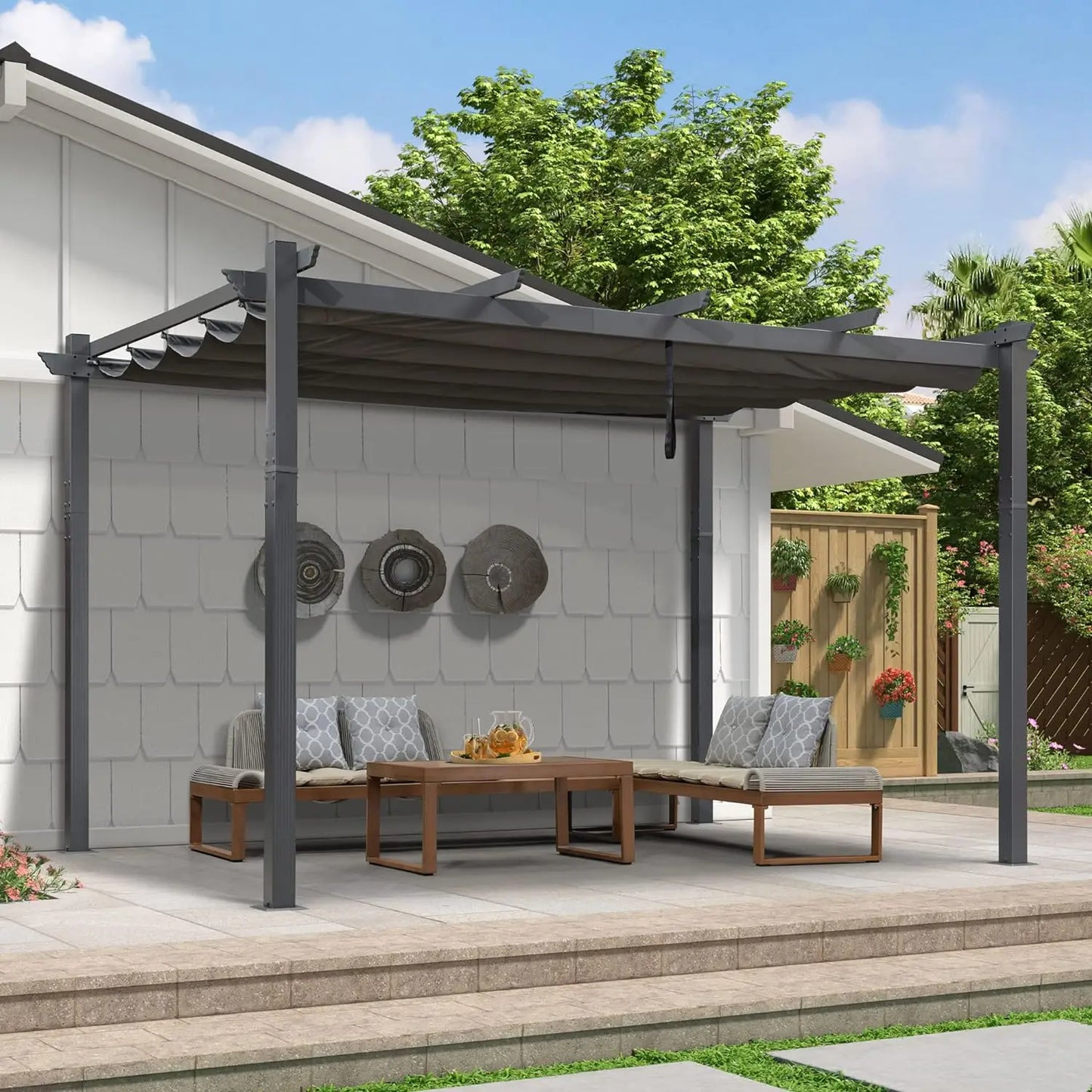 Outdoor Pergola with Retractable Canopy