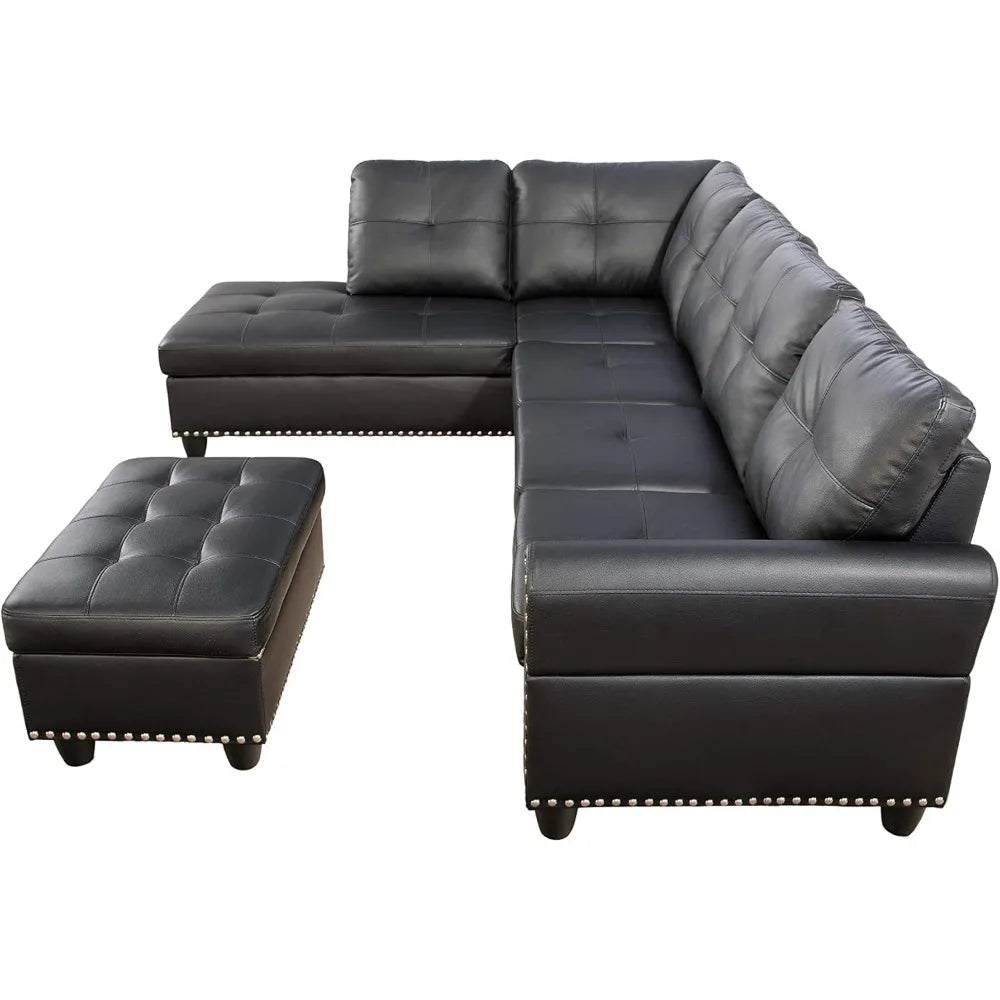 L Shaped Modern Sectional Sofa with Ottoman and Chaise
