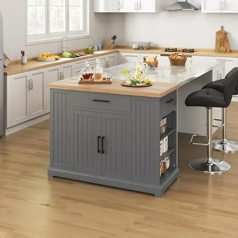 Kitchen Island Cart with Countertop and Storage