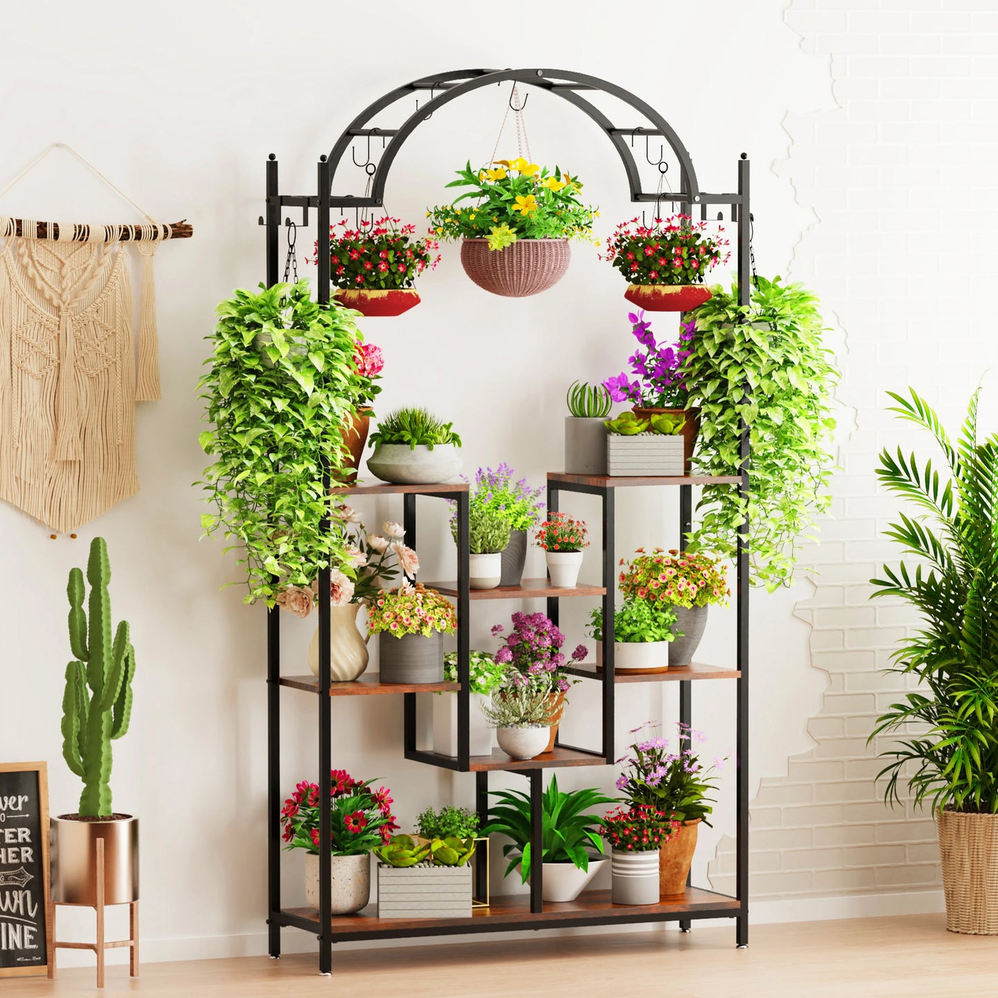 5-Tier Stand, 74.8'' Metal Shelf Display Rack