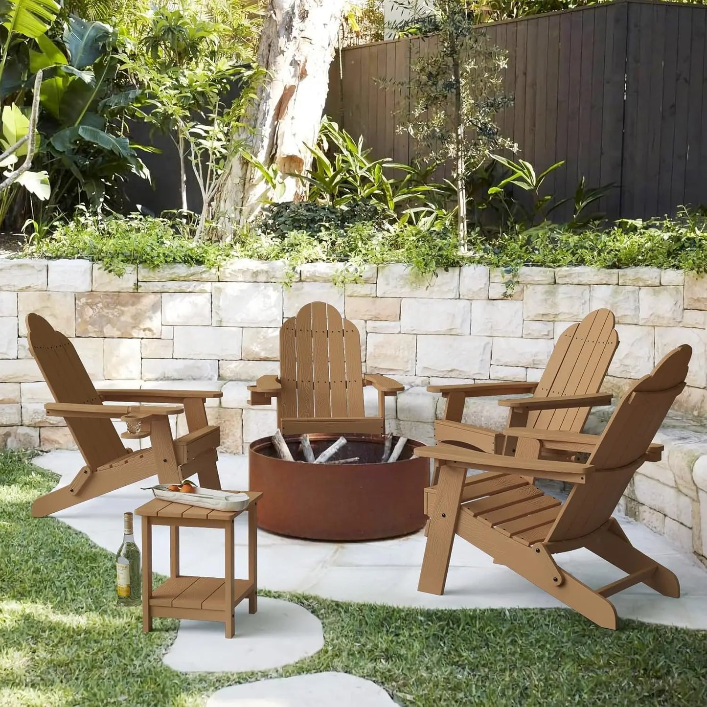 Set of 4, Weather Resistant Folding Adirondack Chairs