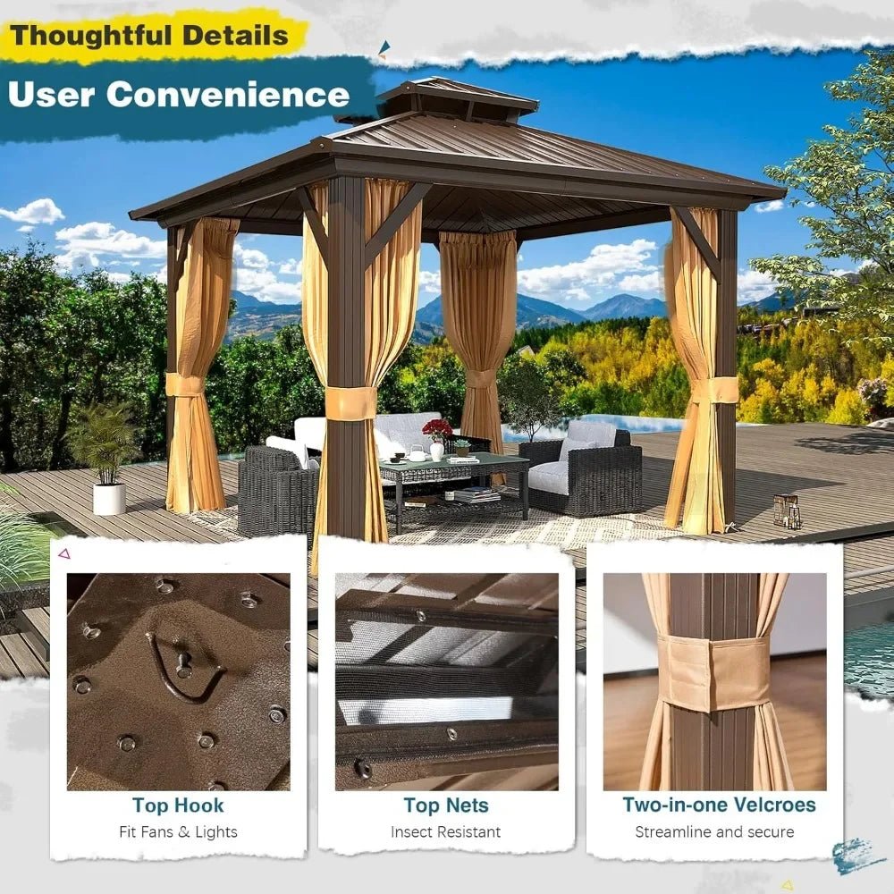10'x10' Hardtop Galvanized Steel Double Roof Gazebo