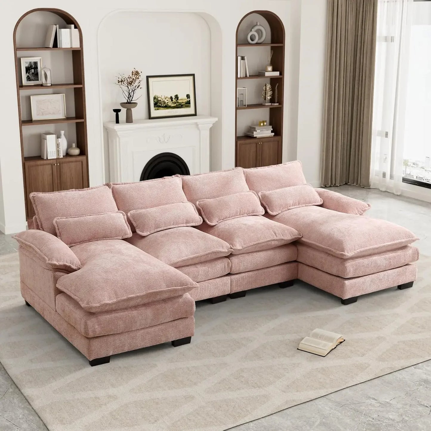 U-Shaped Modern Modular Sectional Couch With Sleeper Sofa