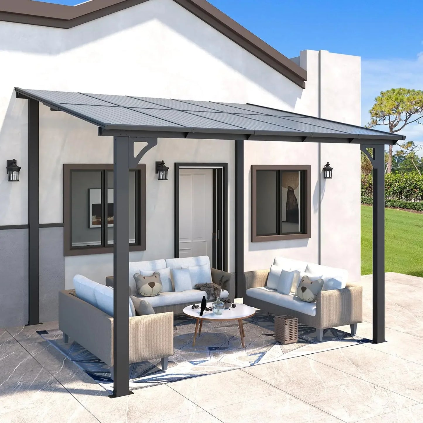 10' x 8' Wall Mounted Pergola Gazebo for Patio, Clearance