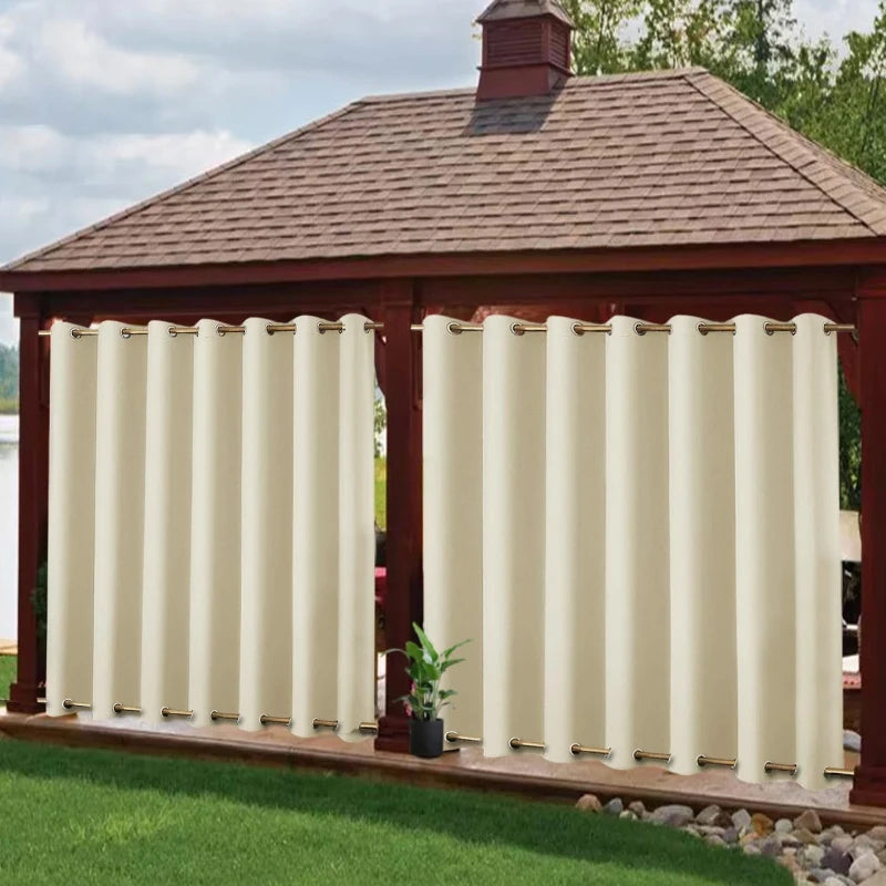 Outdoor Waterproof & Windproof Curtains with Top And Bottom Grommets