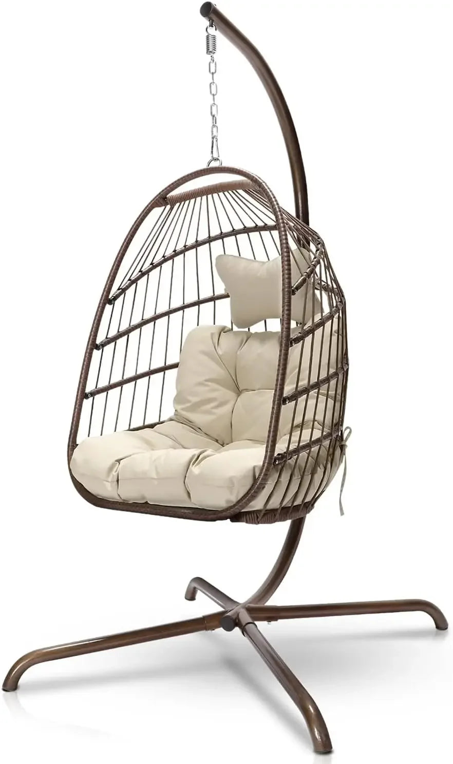 Hanging Egg Chair, Outdoor Patio Water-Resistant Wicker Swing