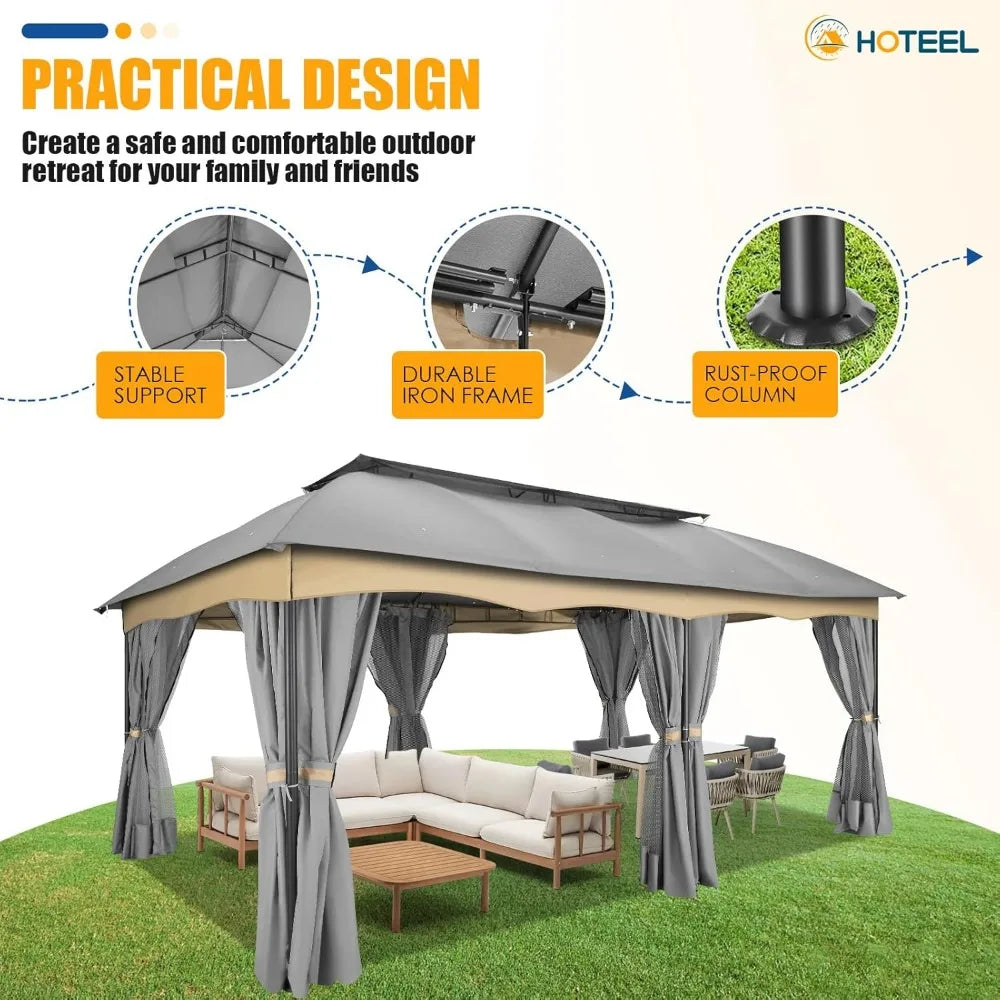 Outdoor Double Ventilated Arc Roof Metal Frame Gazebo