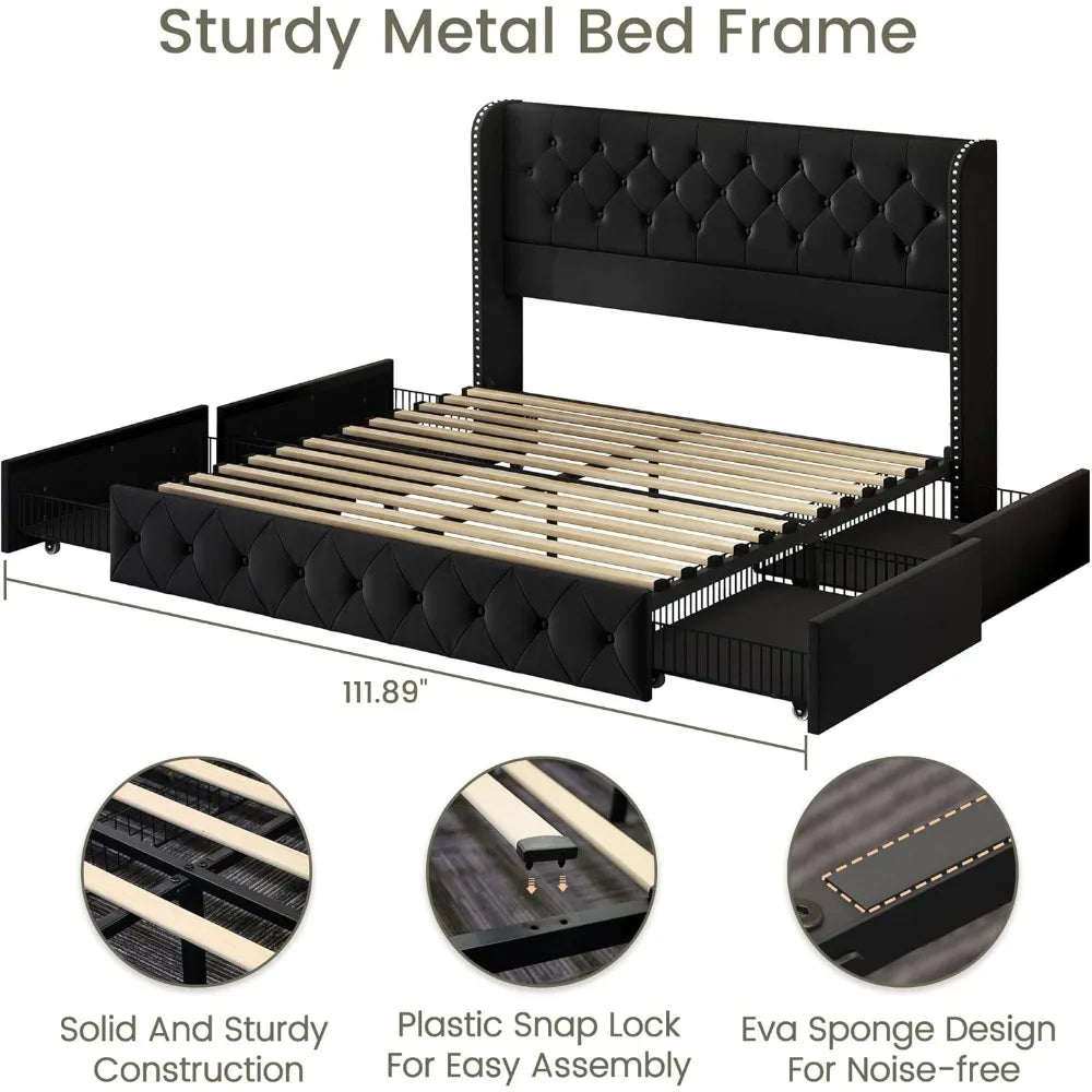 Tufted King Bed Frame