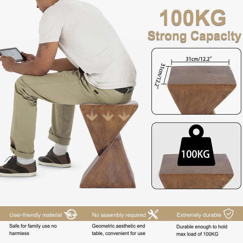 Lightweight Concrete Accent Table Bedside End Table