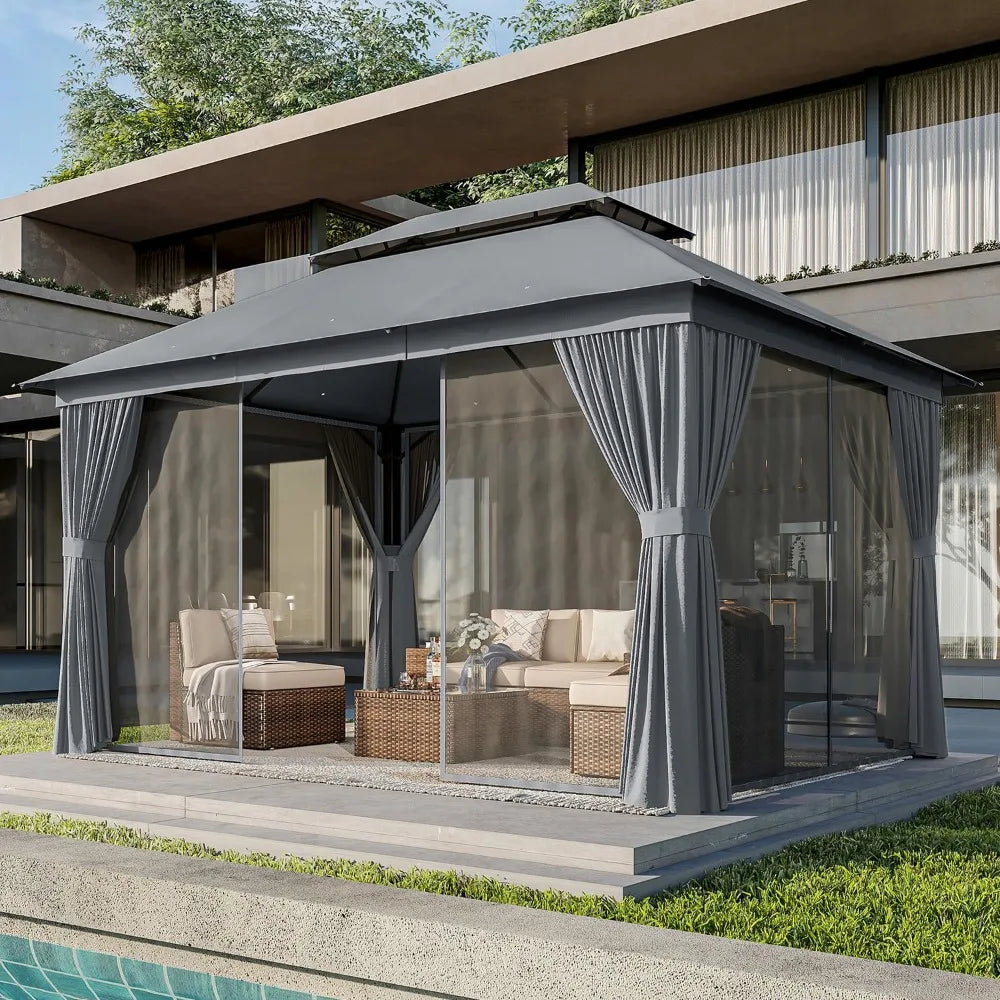 10' x 13' Outdoor Double Roof Metal Frame Gazebo