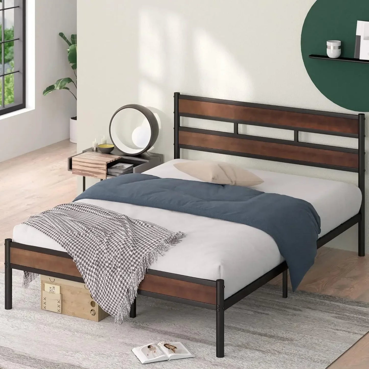 Bamboo Metal Bed Frame
