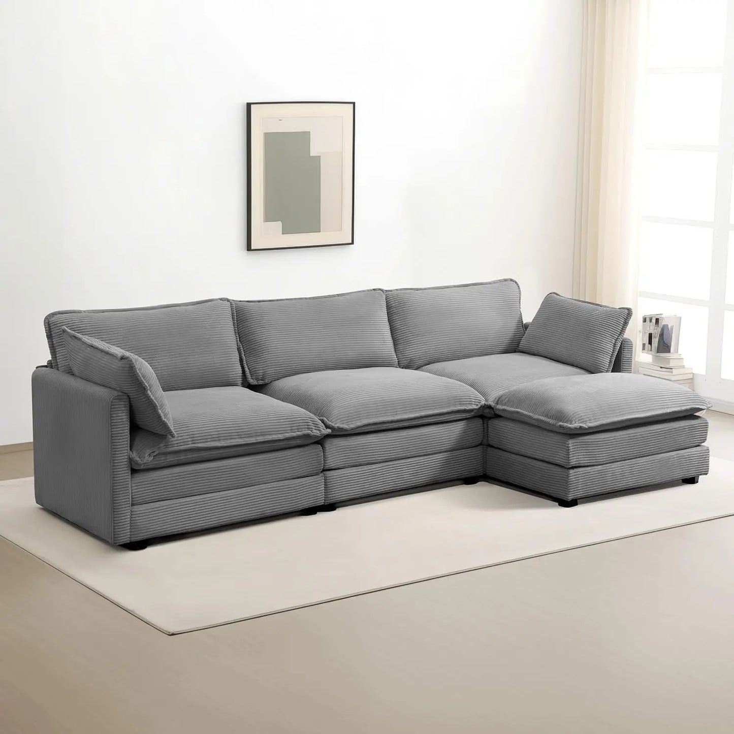 Oversized Modular L-Shaped Sectional Sofa with Ottoman