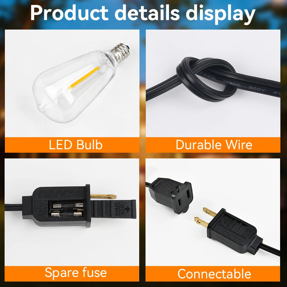 LED String Light Outdoor Light Garden Cafe Wedding