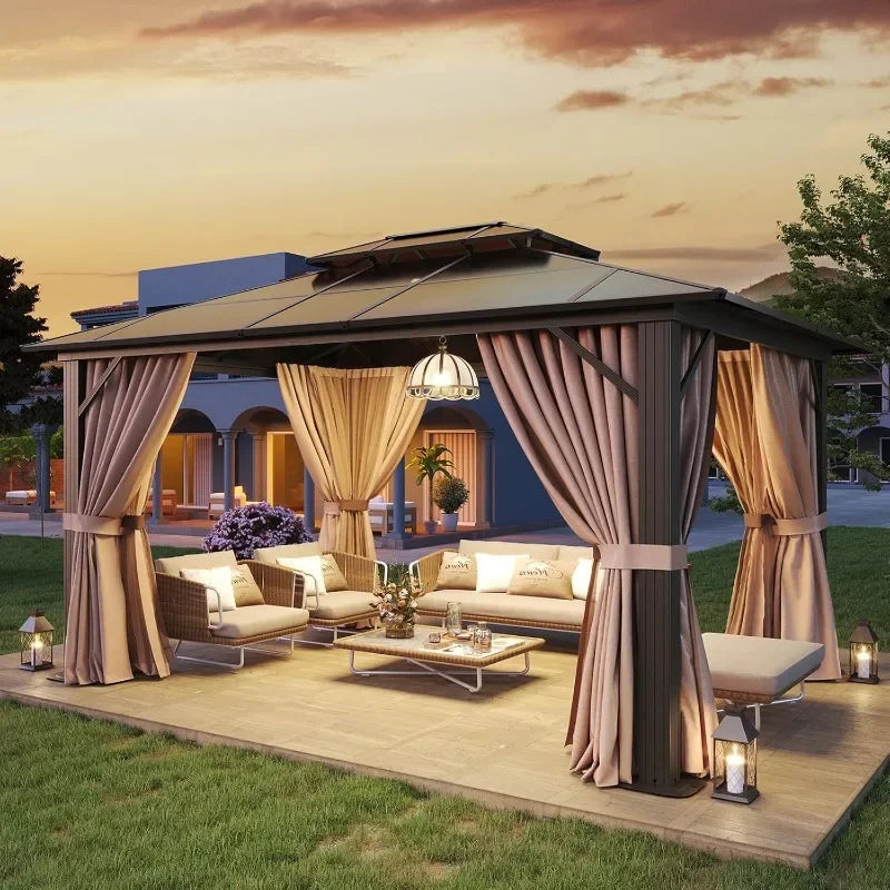 10' x 12' Hardtop Permanent Gazebo With Aluminum Frame
