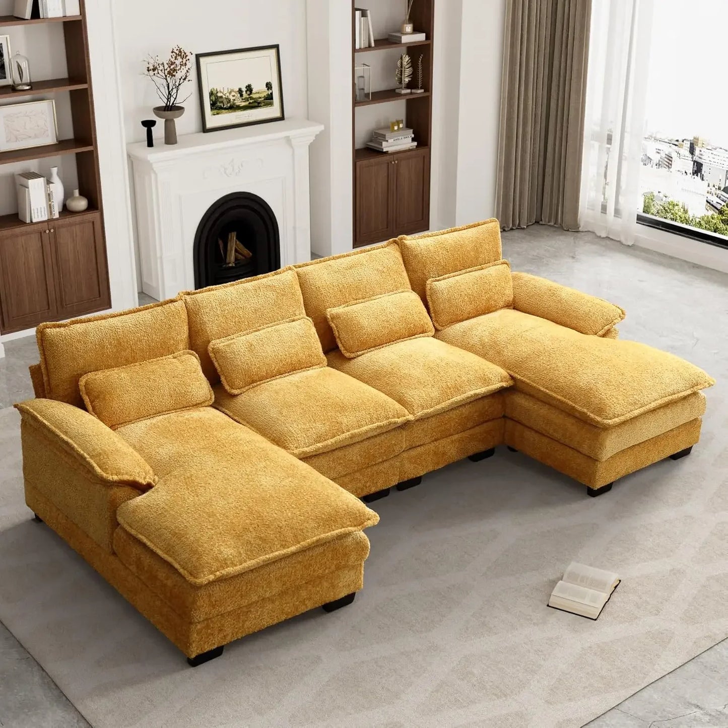 U-Shaped Modern Modular Sectional Couch With Sleeper Sofa