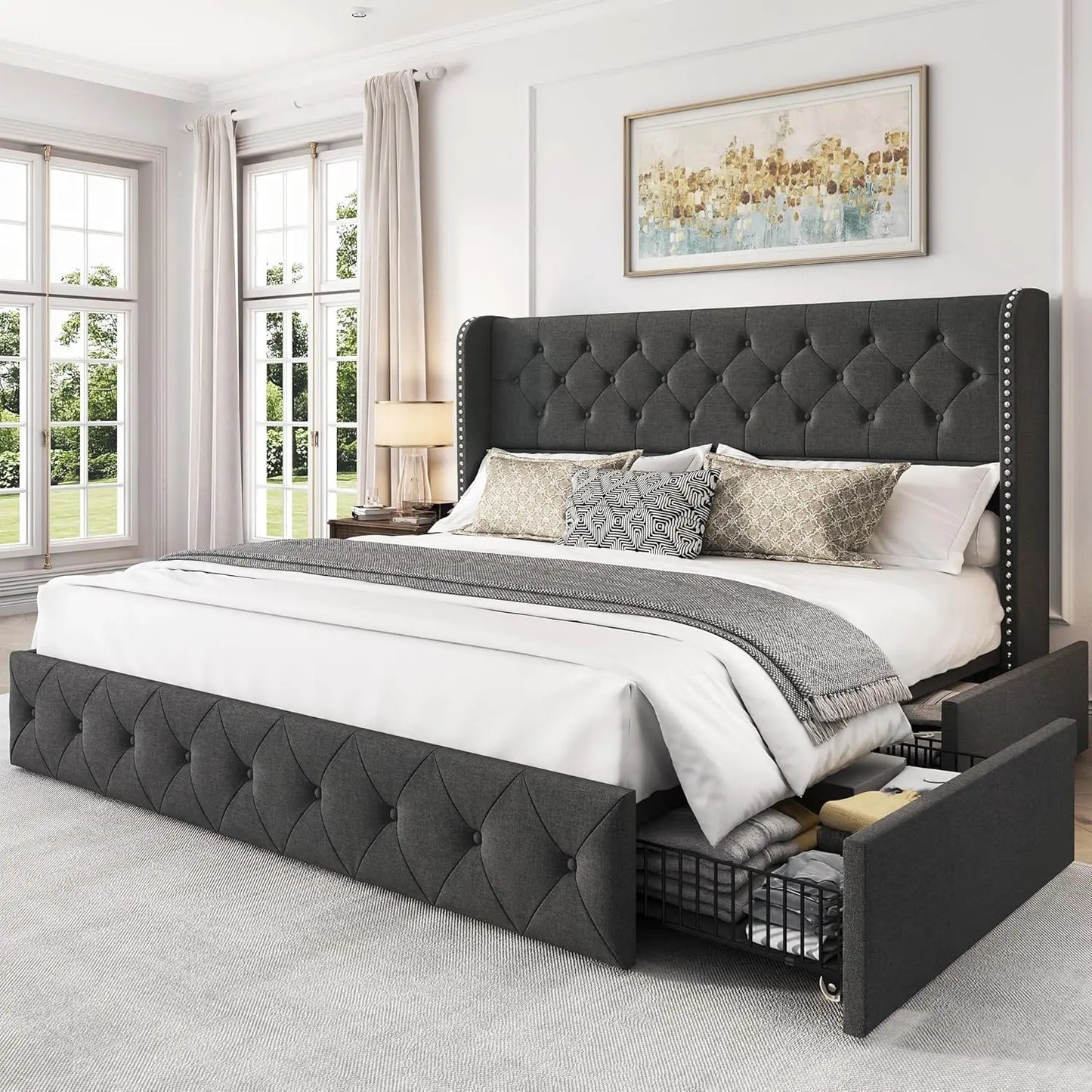 Tufted King Bed Frame