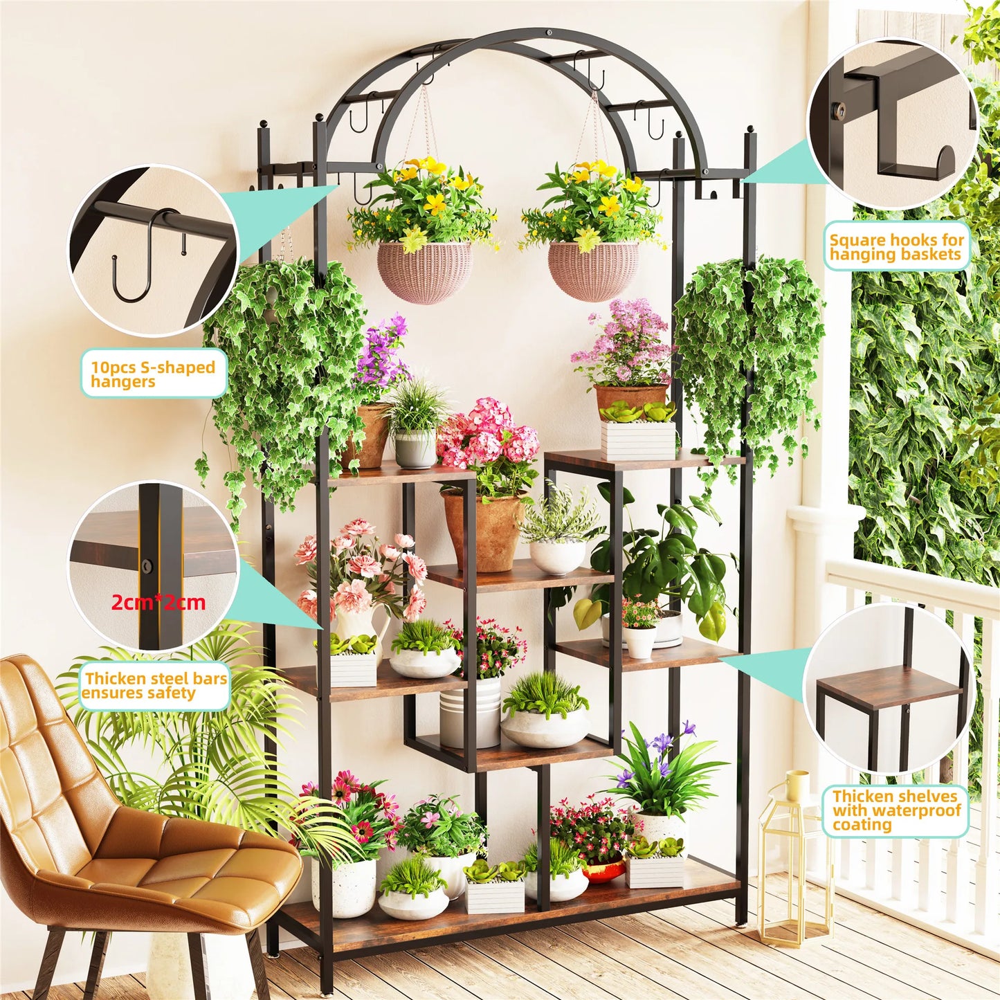 5-Tier Stand, 74.8'' Metal Shelf Display Rack