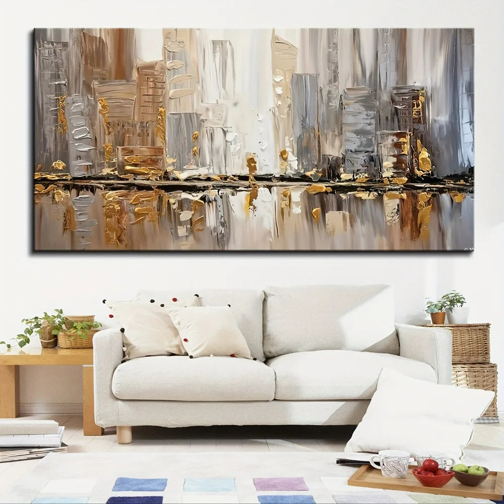 Large Modern Abstract Oil Painting, Elegant Art Deco