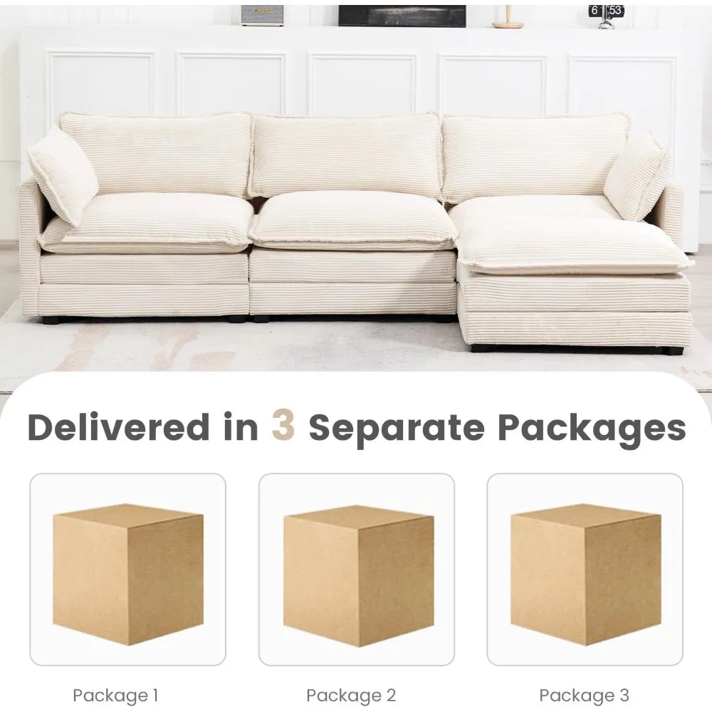 Oversized Modular L-Shaped Sectional Sofa with Ottoman
